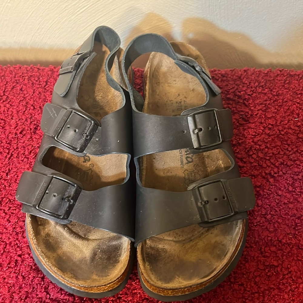 Birkenstock Betula Sandals Black Leather Slingback Size 11 Medium-Wide width